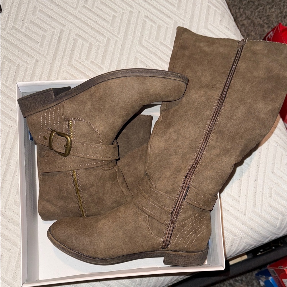 JustFab Tan Over the Knee Boots